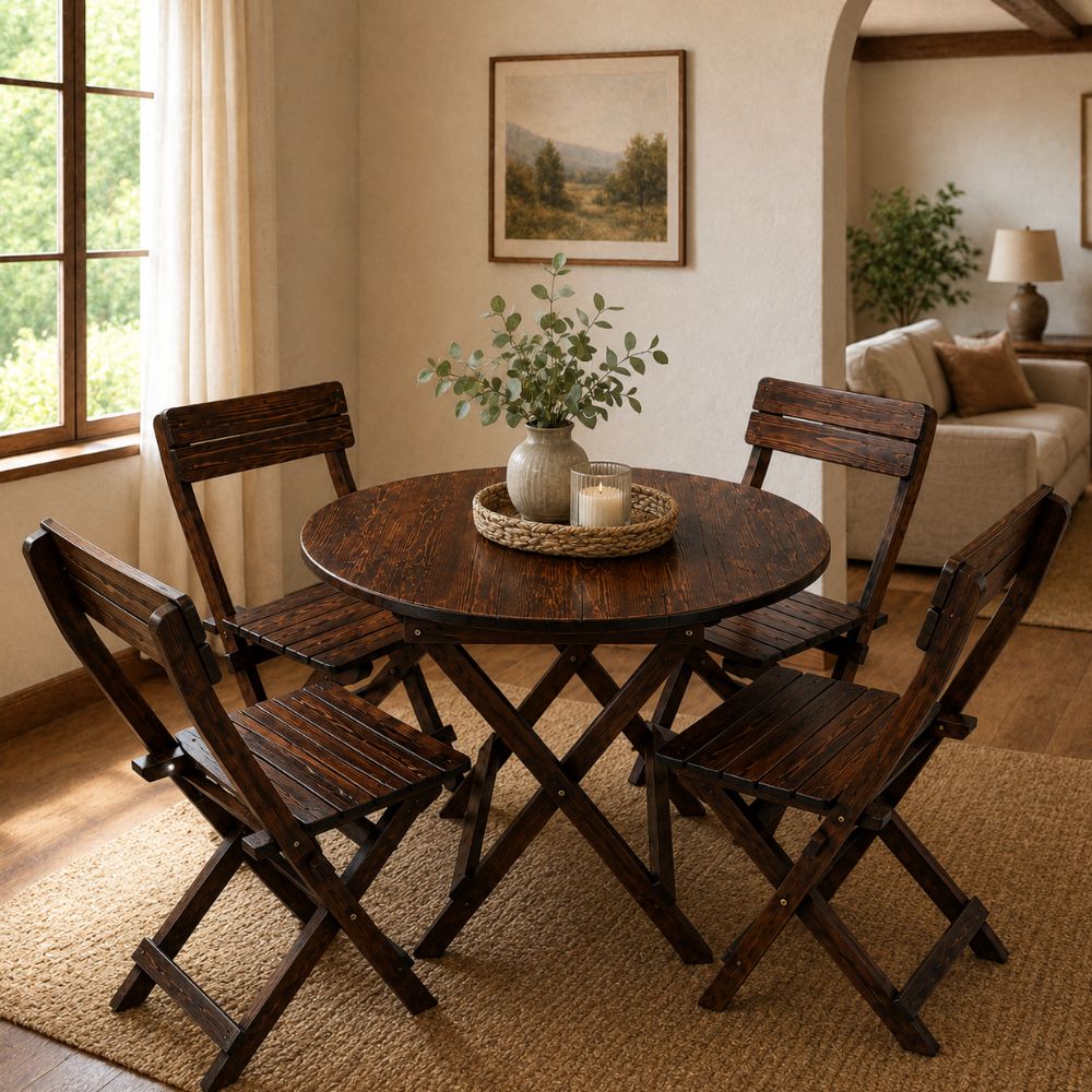 Juego de Comedor Plegable Jovi Plus Redondo – Elegancia que Transforma tus Espacios 2 Juego de Comedor Jovi Plu