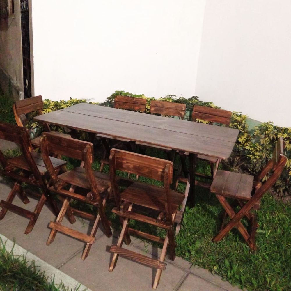 juego de comedor de terraza plegable Plus 8 sillas 2 juego de comedor de terraza plegable Plus 8 sillas - Imagen 2