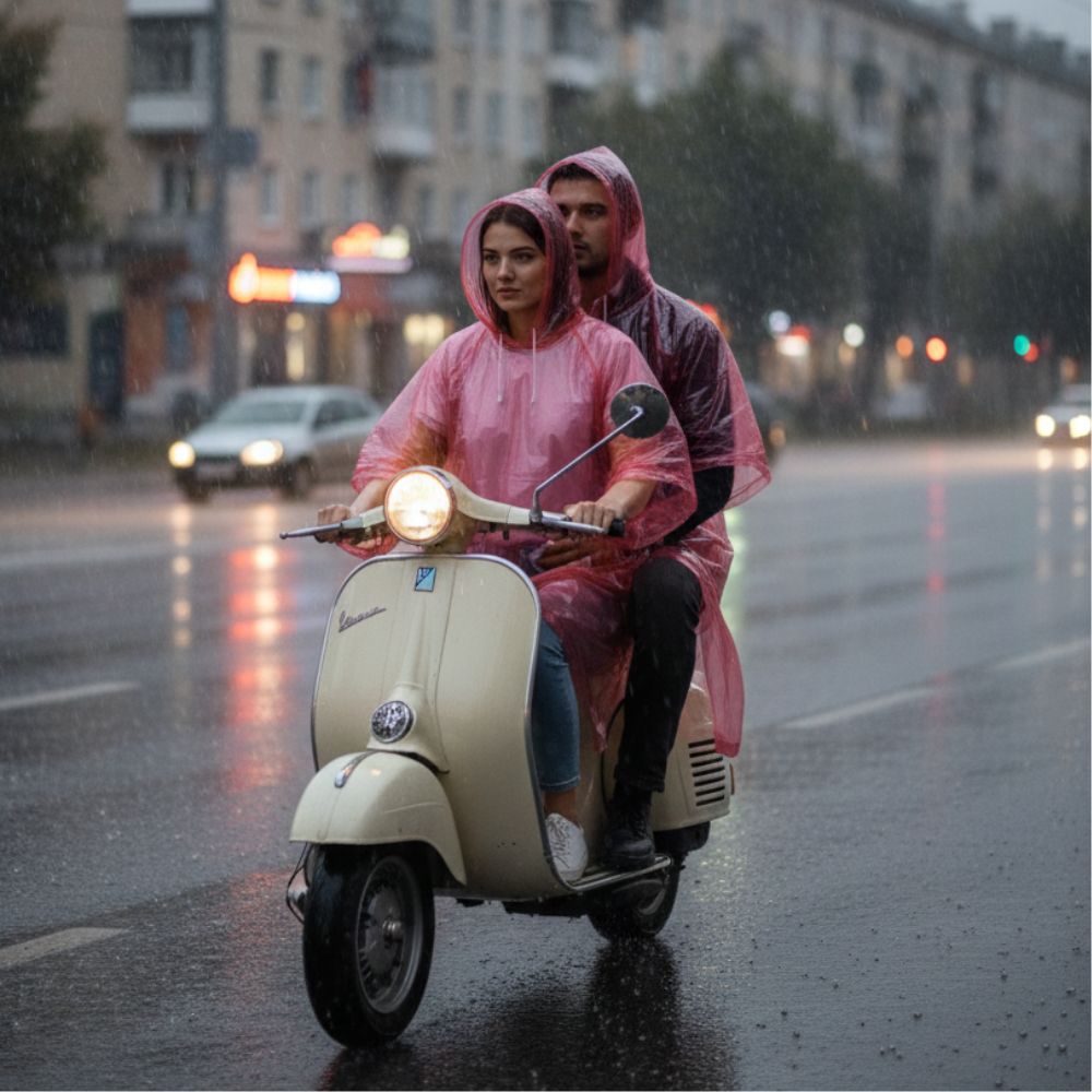 Impermeable Poncho para Lluvia Económico Rojo Translúcido Talla Única Unisex con Capucha 3 Impermeable Poncho para Lluvia