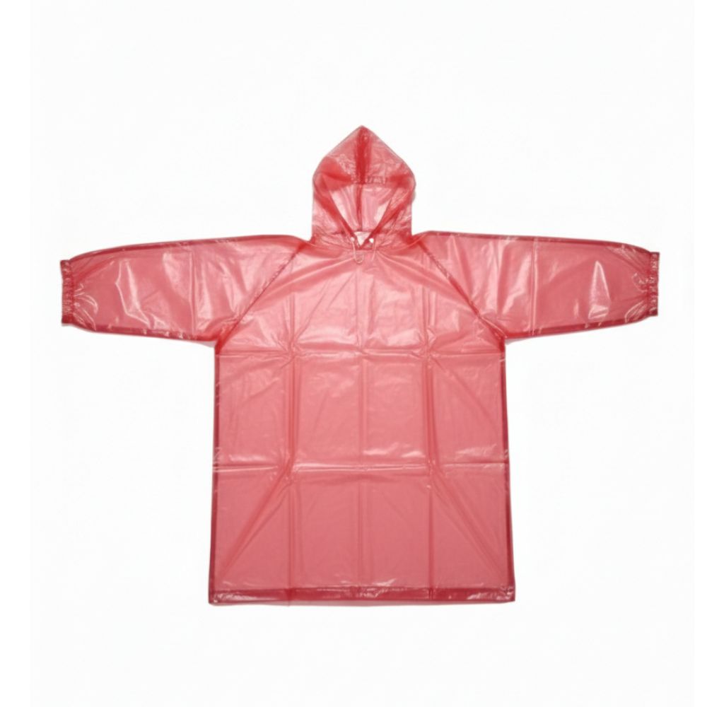 Impermeable Poncho para Lluvia Económico Rojo Translúcido Talla Única Unisex con Capucha 2 Impermeable Poncho para Lluvia