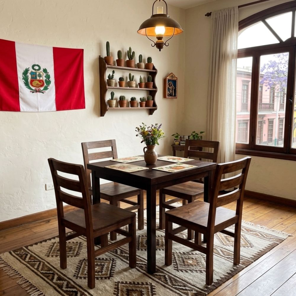 Juego Comedor Rústico Nermina 4 Sillas en Marrón | Asombroso Estilo y Comodidad para tu Hogar 2 Juego Comedor Rústico Nermina 4 Sillas en Marrón | Asombroso Estilo y Comodidad para tu Hogar - Imagen 2