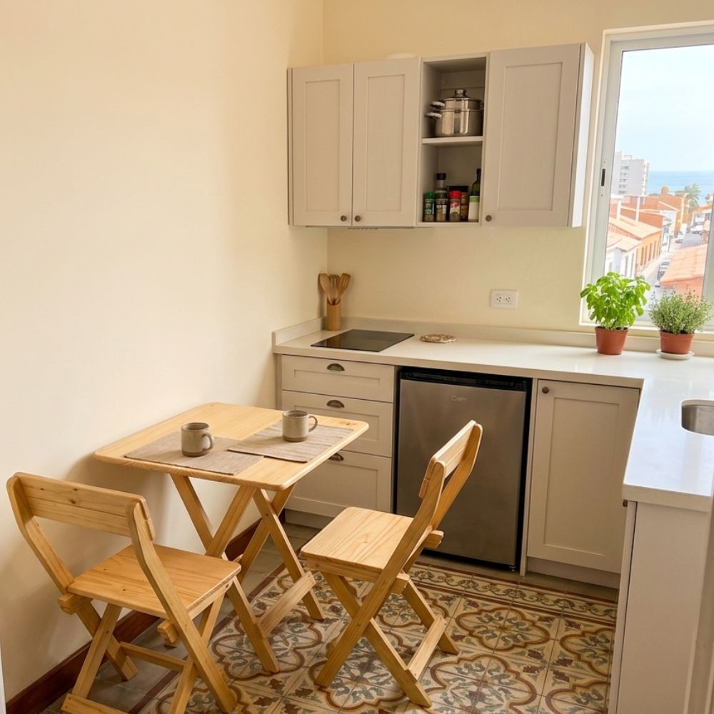 Comedor Plegable Cuadrado con 2 Sillas – Madera Pino, Acabado Natural Laqueado 5 Comedor Plegable Cuadrado con 2 Sillas – Madera Pino, Acabado Natural Laqueado - Imagen 5