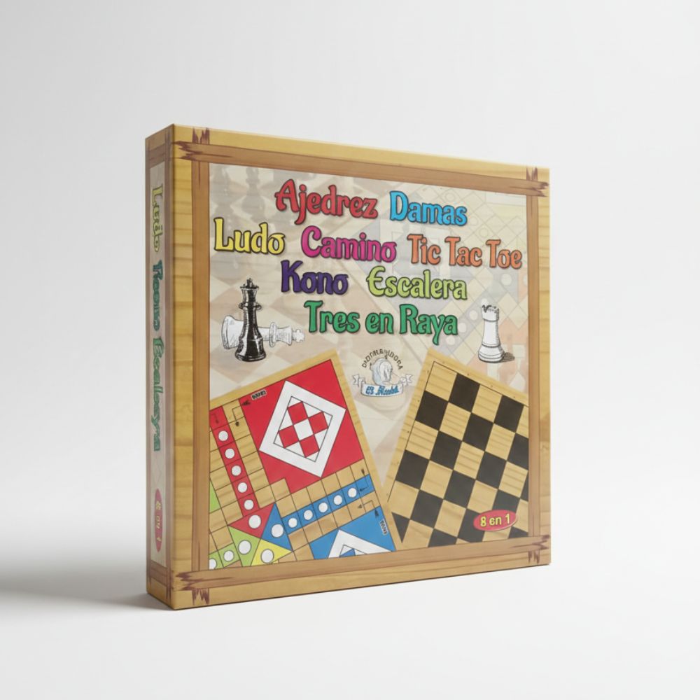 Impactante Juego de Mesa 8 en 1 de Madera – Ajedrez, Damas, Ludo, Tic Tac, Escalera y Más 1 Impactante Juego de Mesa 8 en 1 de Madera – Ajedrez, Damas, Ludo, Tic Tac, Escalera y Más