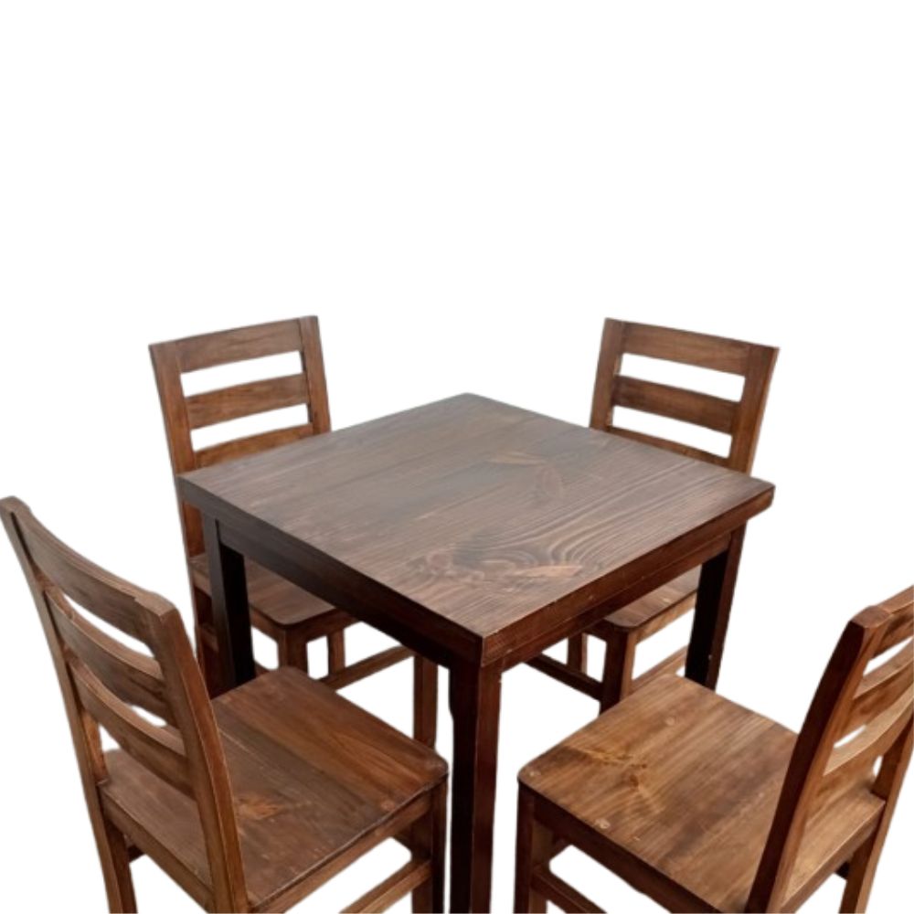 Juego comedor rústico Nermina 4 sillas marrón