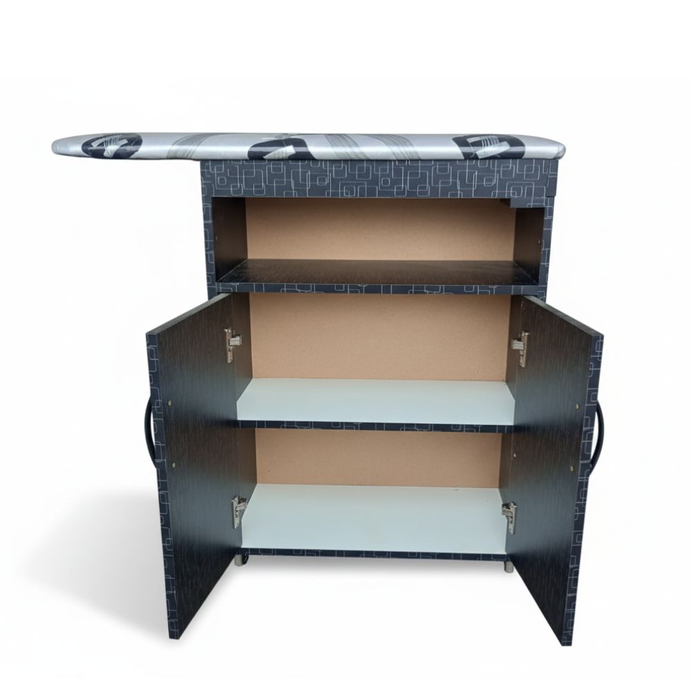 Planchador Negro con Ruedas y esencial Bandeja Deslizable | Totalmente Armado – 80x88x32 cm 4 planchador negro con ruedas