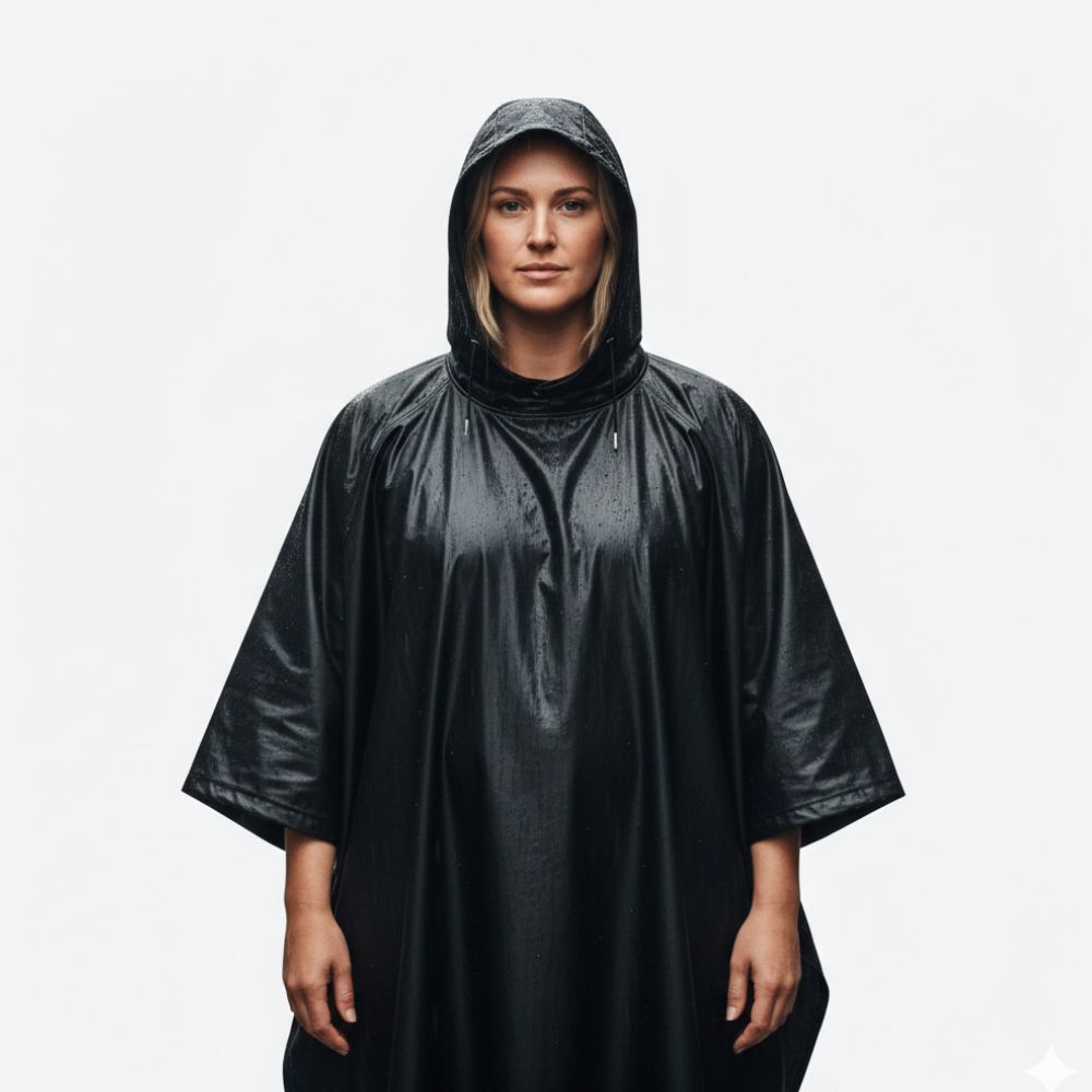 Impermeable para lluvia Ejecutivo Unisex Alta Densidad Tipo Poncho Negro 2 Impermeable para lluvia