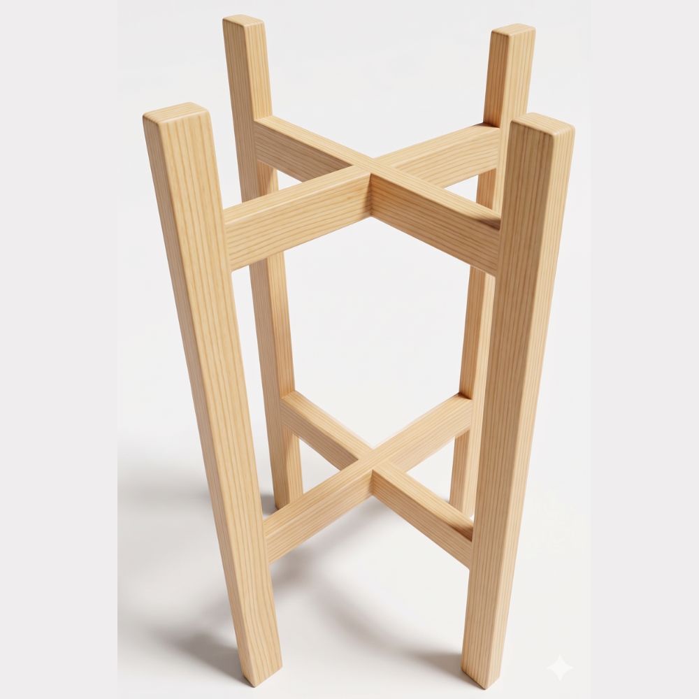 Porta Macetero de Madera Natural con 4 Bases – Soporte Decorativo Compacto para Plantas 1 Porta Macetero de Madera Natural con 4 Bases – Soporte Decorativo Compacto para Plantas