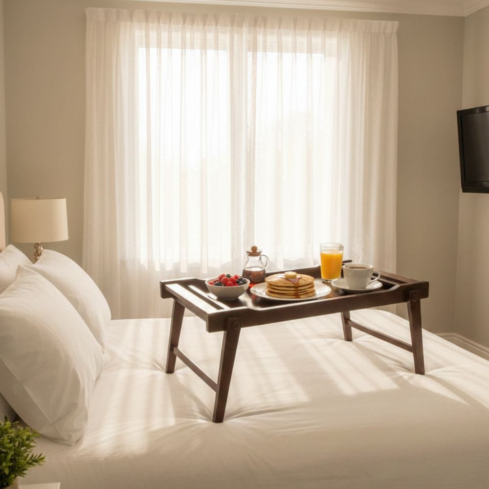 Mesa De Cama Bandeja De Desayuno Plegable en madera caoba 5 Mesa De Cama Bandeja De Desayuno Plegable en madera caoba - Imagen 5