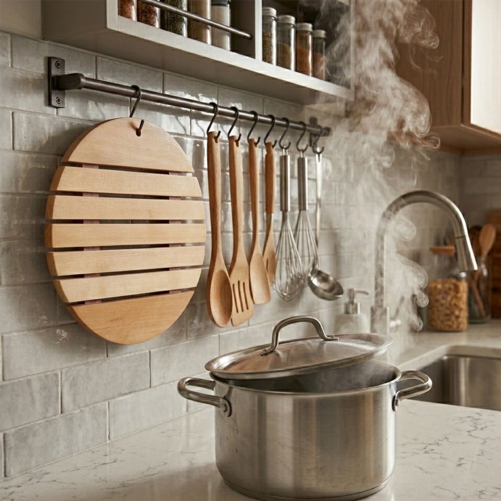 Posaolla de Madera Redondo Resistente al Calor 3 posaolla