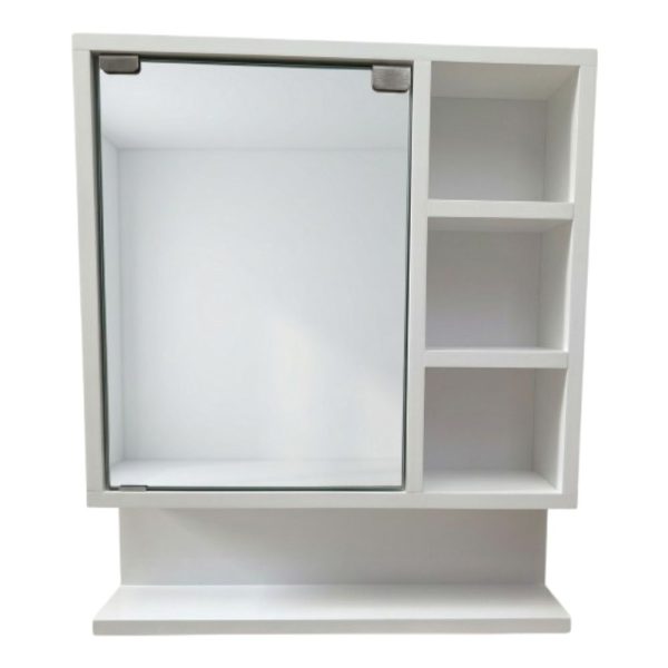 Mueble de Baño con Espejo en Melamina Blanca – Diseño Moderno con Almacenamiento