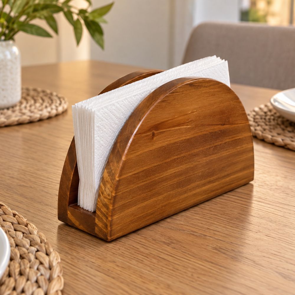 Servilletero Media Luna Elegante de Madera 4 servilleteros media luna